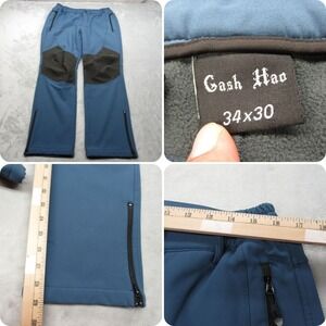 Gash Hao Pants Mens 32x29‎ Blue Softshell Water Resistant Fleece Lined READ
